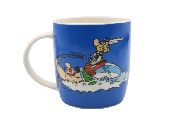 Asterix und Obelix/Asterix Tassen/Tasse Asterix Schwimmen von Könitz Ansicht Henkel Links
